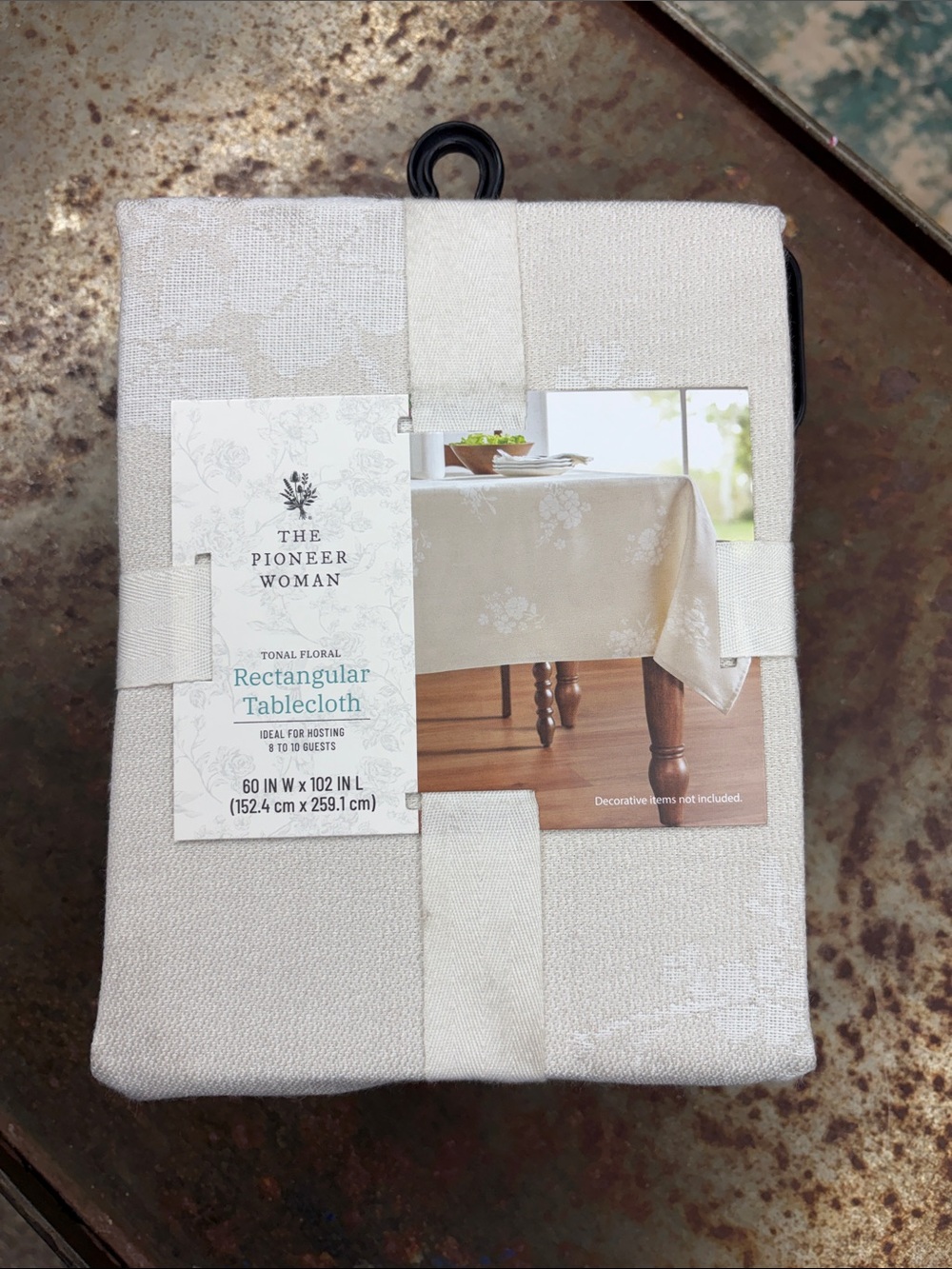 The Pioneer Woman Tonal Floral Jacquard LightTaupe Rectangular Tablecloth 60x102